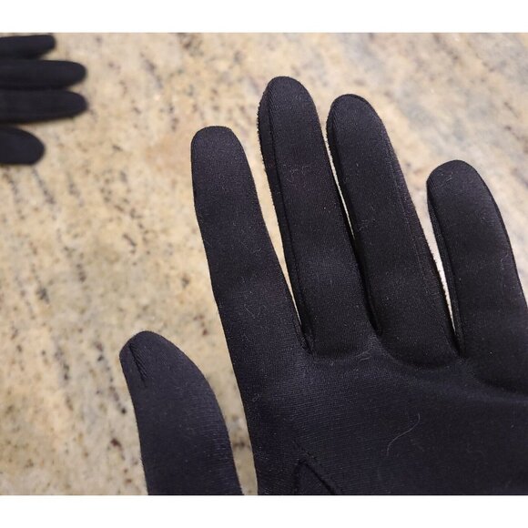 Vintage One Size Black White Patent Leather GoGo Girl 8" Gloves Safety Pin - Picture 14 of 16